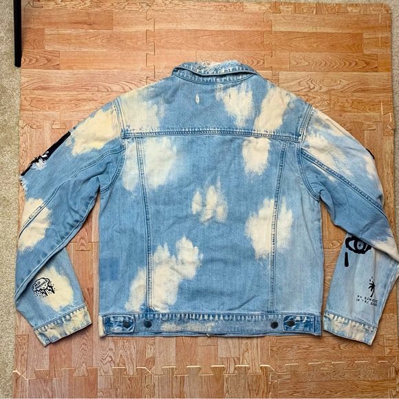 Civil Regime Denim Jacket Patches Thrashed Size 30 Faded Blue Jean Grunge Punk - Picture 3 of 11